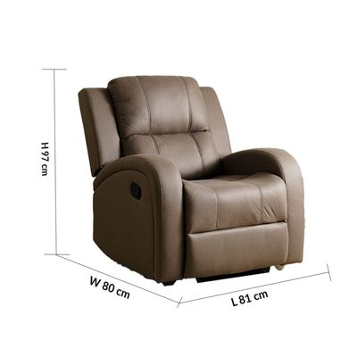 Crimson 1-Seater Fabric Recliner Sofa - Brown - With 2-Year Warranty